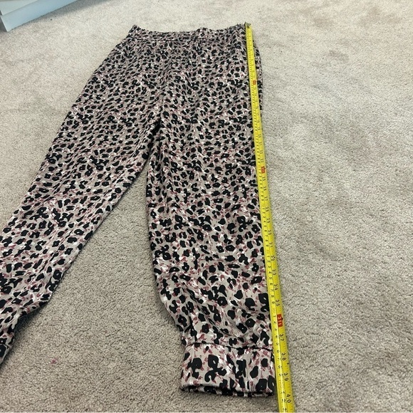 Zara Brown leopard cheetah animal print satin effect jogger pants M NWOT pockets - Picture 11 of 12